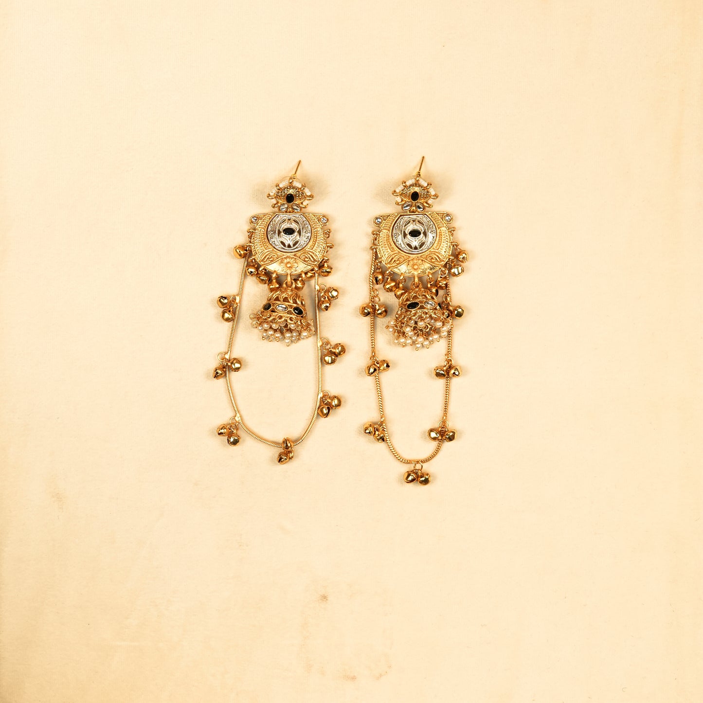 Aanura Gold Plated Temple Statement Earrings