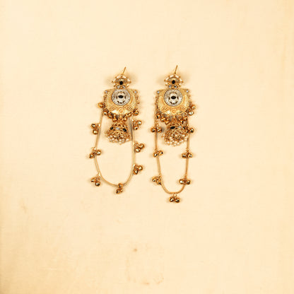 Aanura Gold Plated Temple Statement Earrings