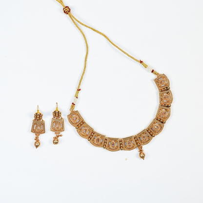 Aanura Gold Plated Heritage Panel Necklace Set
