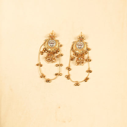 Aanura Gold Plated Temple Statement Earrings