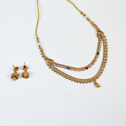 Aanura Gold Plated Dual-Layer Necklace Set