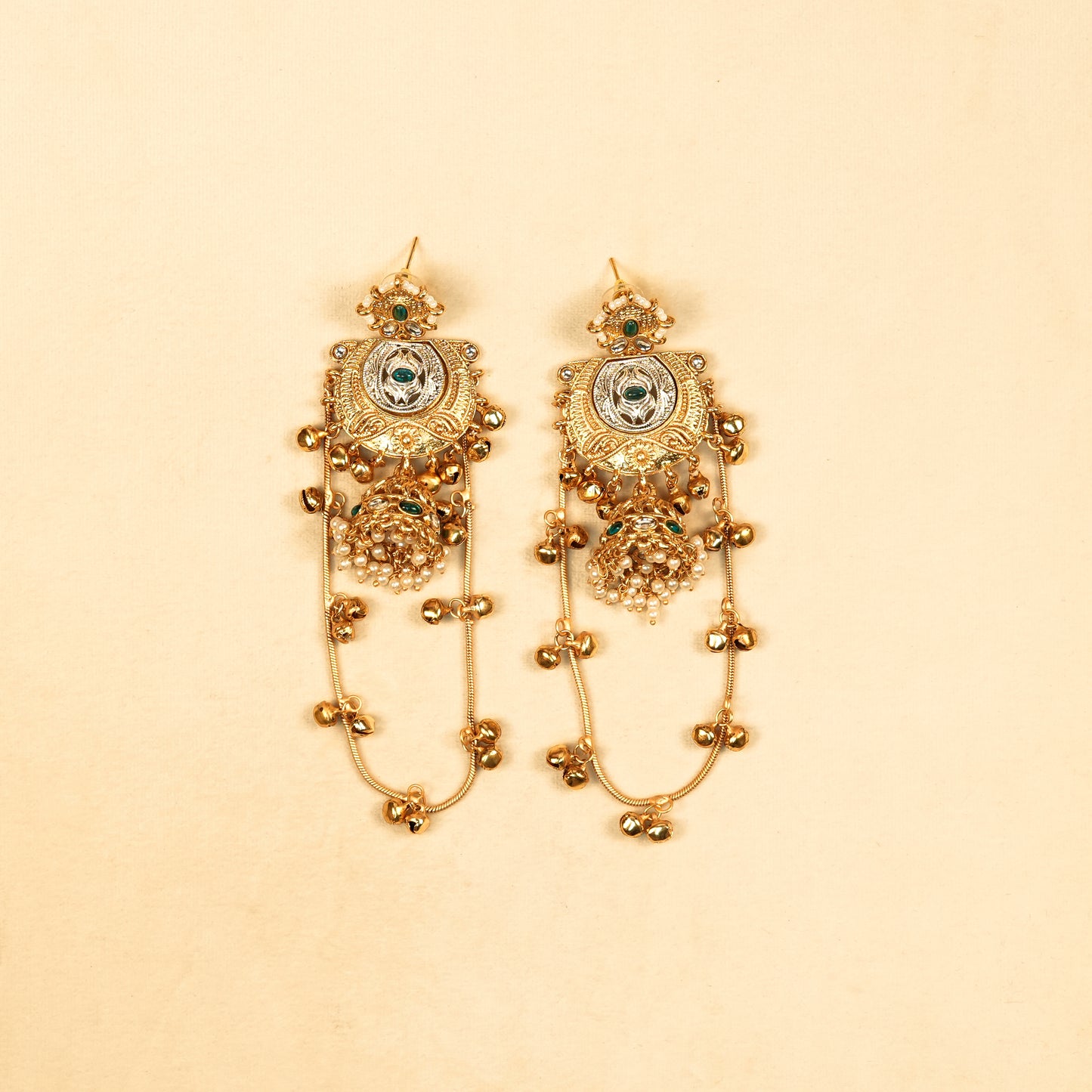 Aanura Gold Plated Temple Statement Earrings