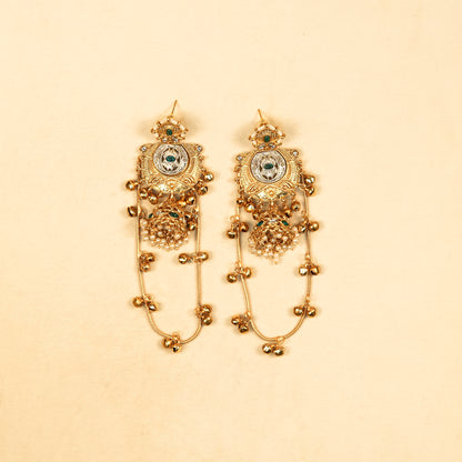 Aanura Gold Plated Temple Statement Earrings