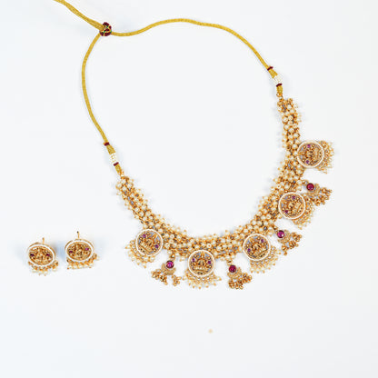 Aanura Traditional Necklace Set in Gold-Plated Finish