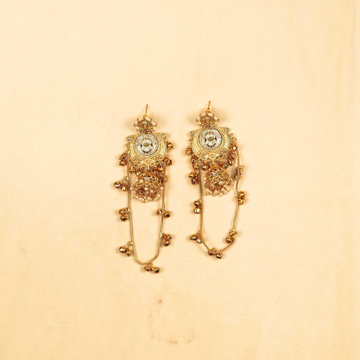 Aanura Gold Plated Temple Statement Earrings