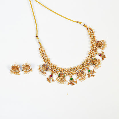 Aanura Traditional Necklace Set in Gold-Plated Finish