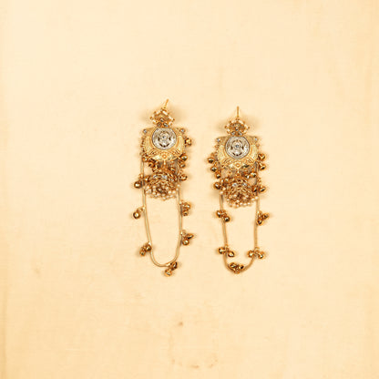 Aanura Gold Plated Temple Statement Earrings