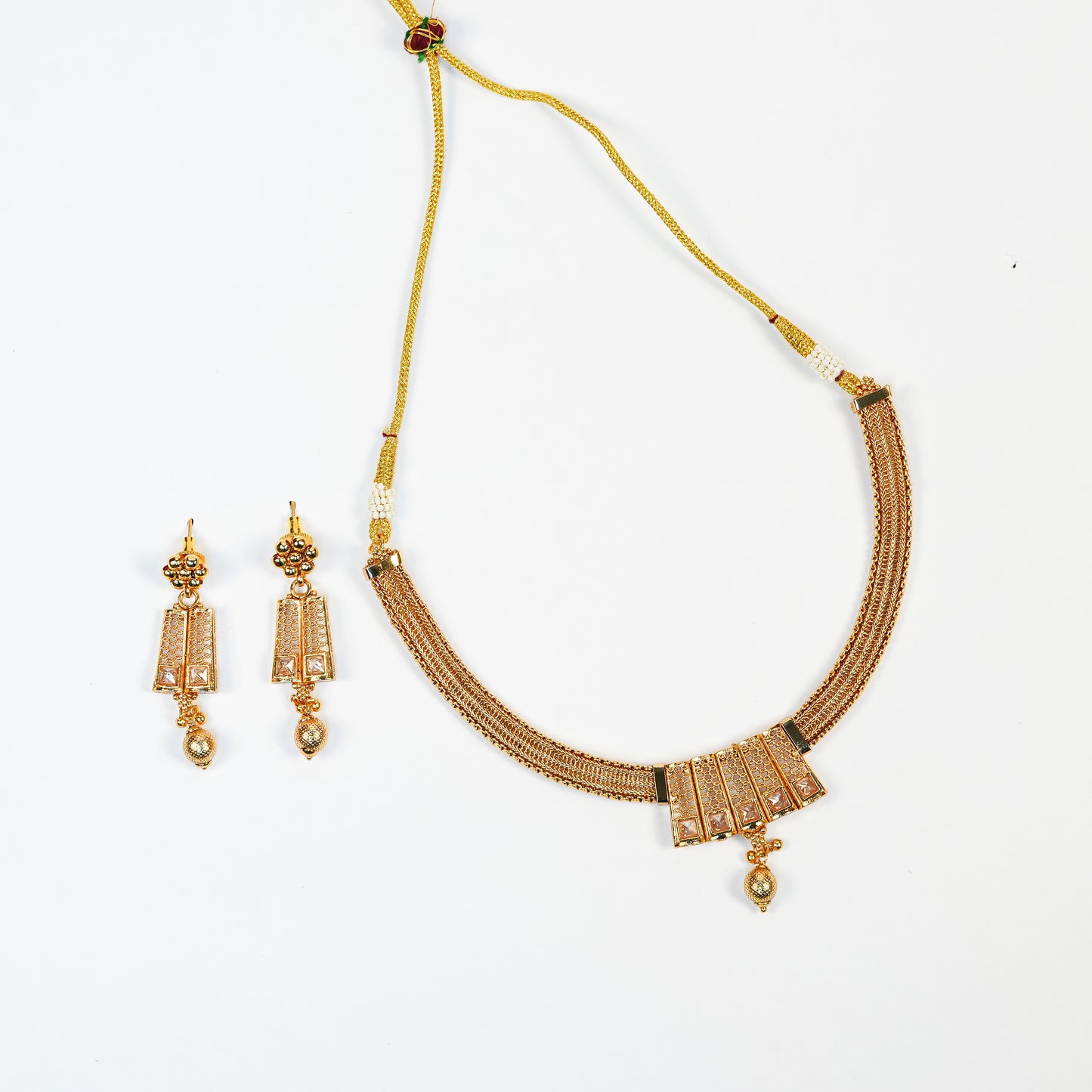 Aanura Gold Plated Layered Necklace & Earring Set
