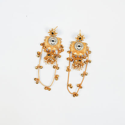 Aanura Gold Plated Temple Statement Earrings