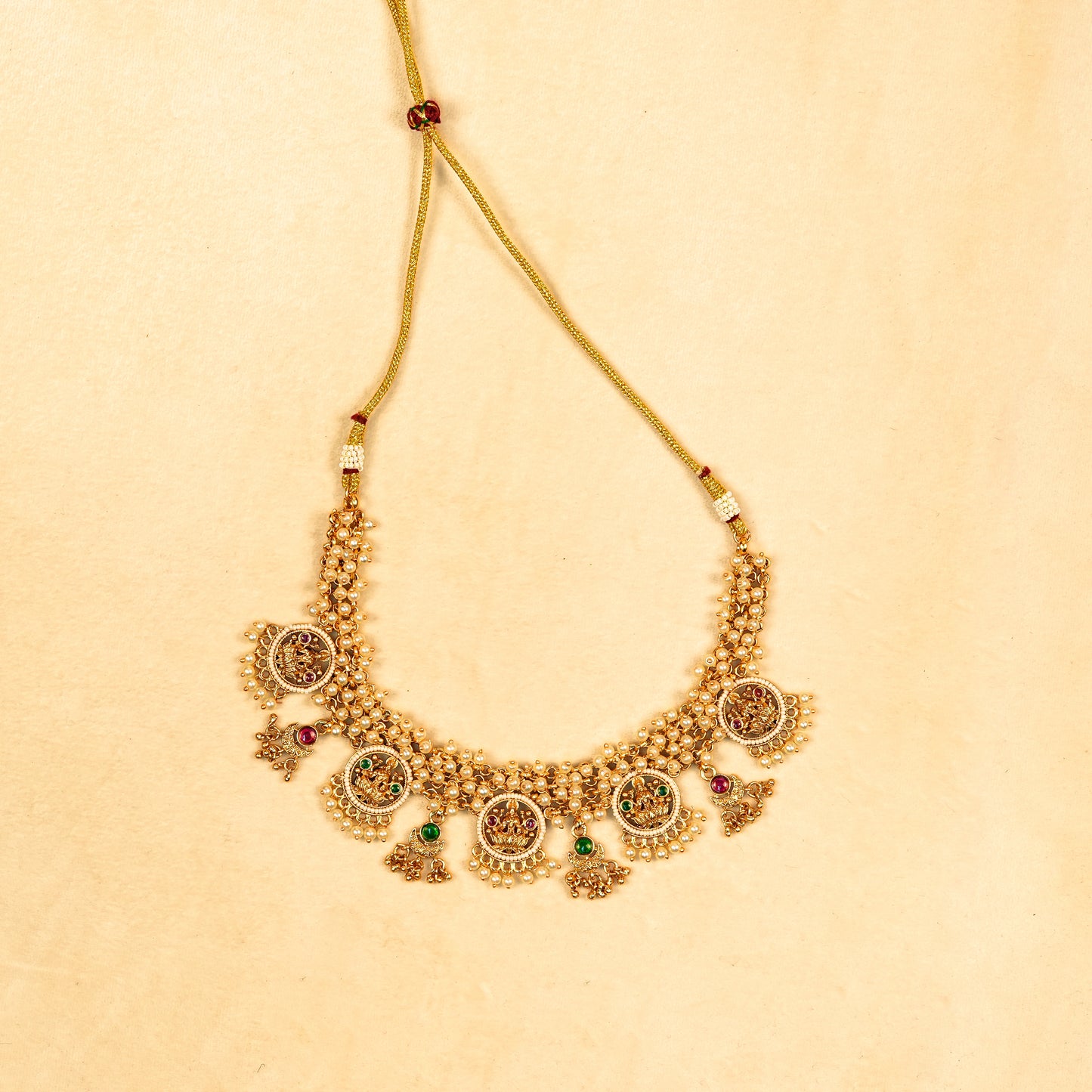 Aanura Traditional Necklace Set in Gold-Plated Finish