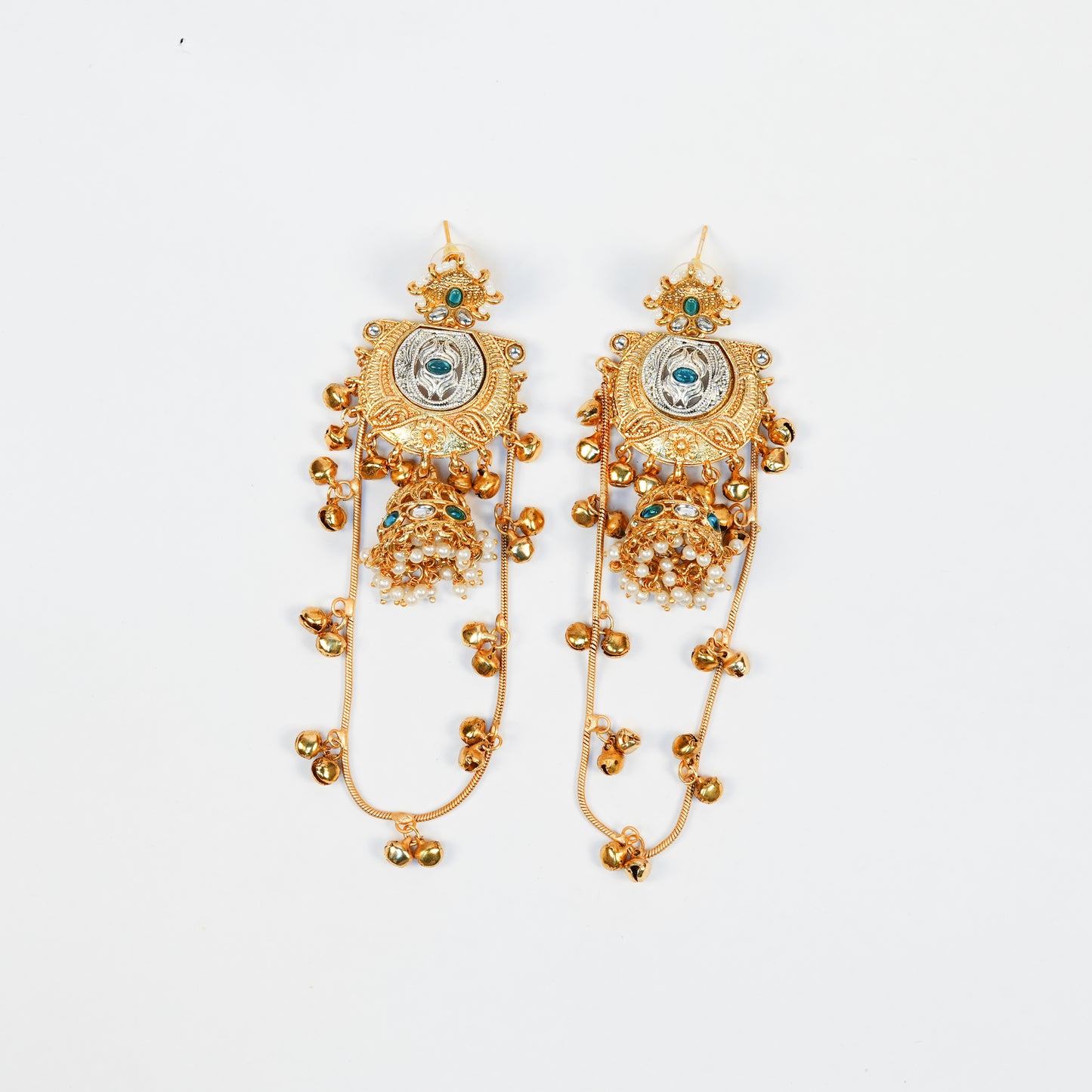 Aanura Gold Plated Temple Statement Earrings