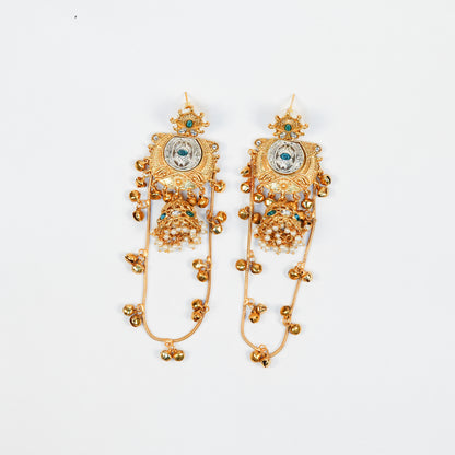 Aanura Gold Plated Temple Statement Earrings