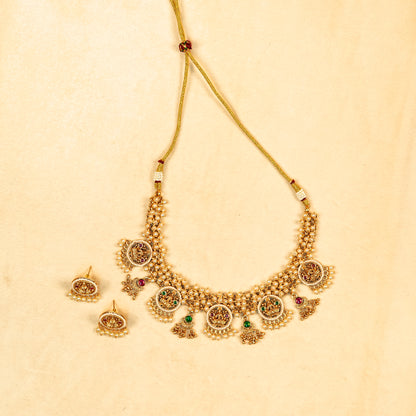 Aanura Traditional Necklace Set in Gold-Plated Finish