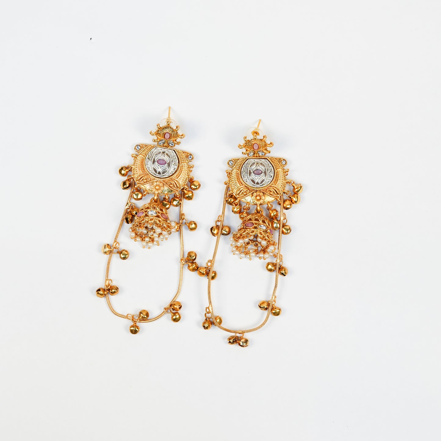 Aanura Gold Plated Temple Statement Earrings