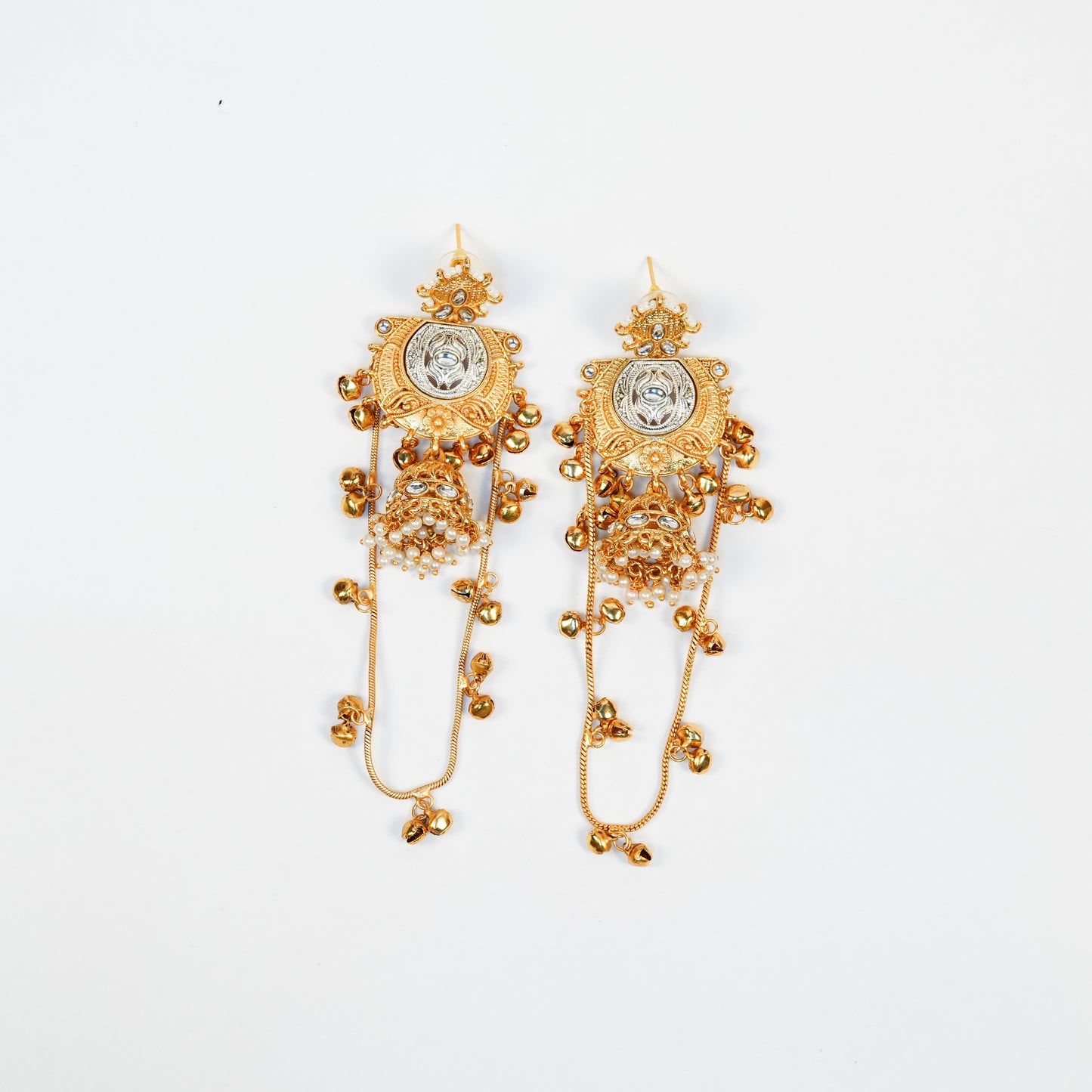 Aanura Gold Plated Temple Statement Earrings