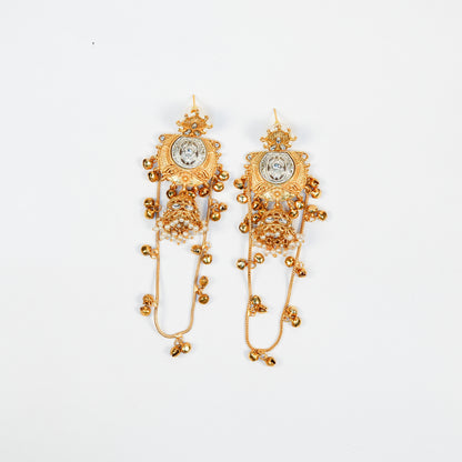 Aanura Gold Plated Temple Statement Earrings