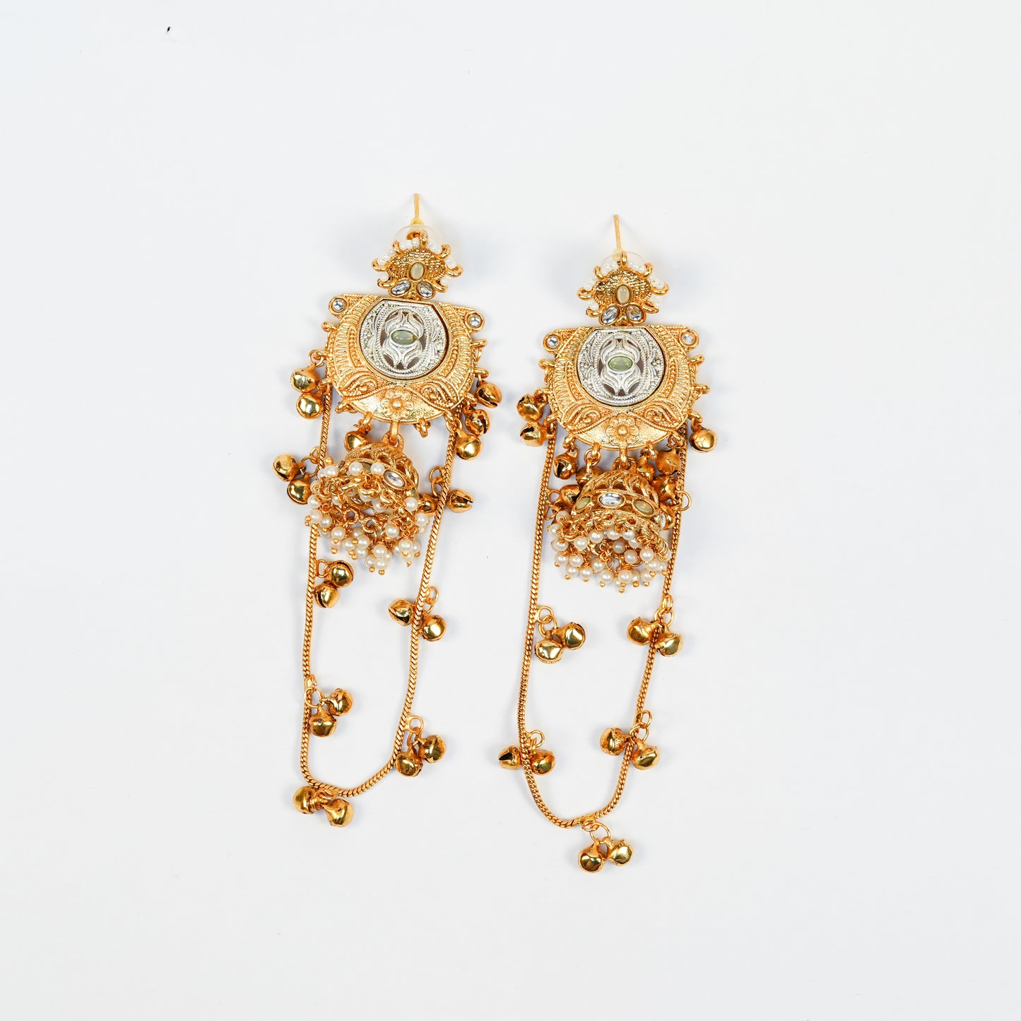 Aanura Gold Plated Temple Statement Earrings