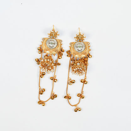 Aanura Gold Plated Temple Statement Earrings