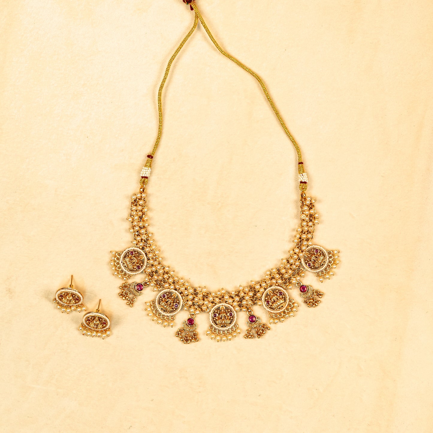 Aanura Traditional Necklace Set in Gold-Plated Finish