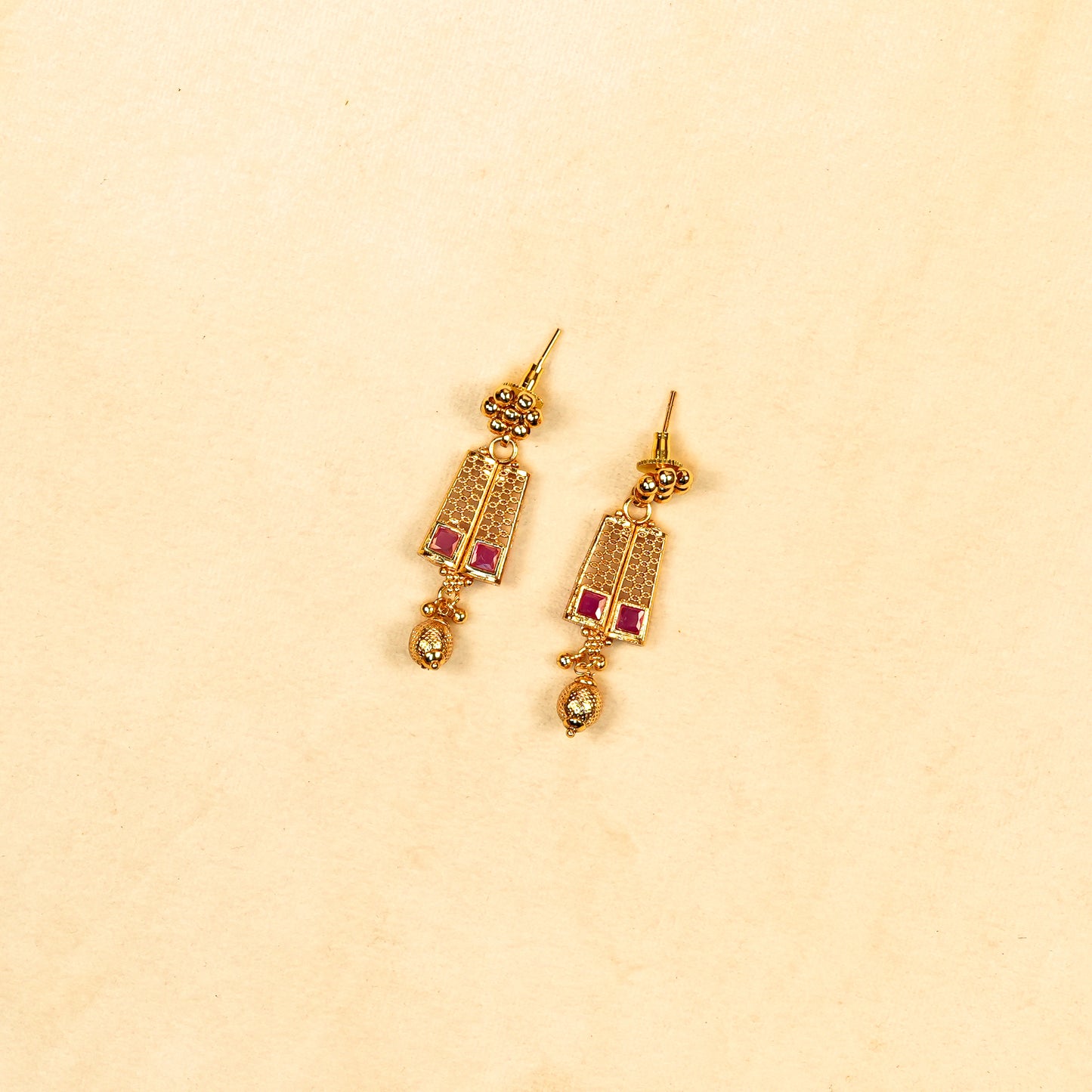 Aanura Gold Plated Layered Necklace & Earring Set