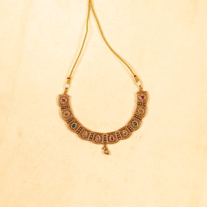 Aanura Gold Plated Heritage Panel Necklace Set