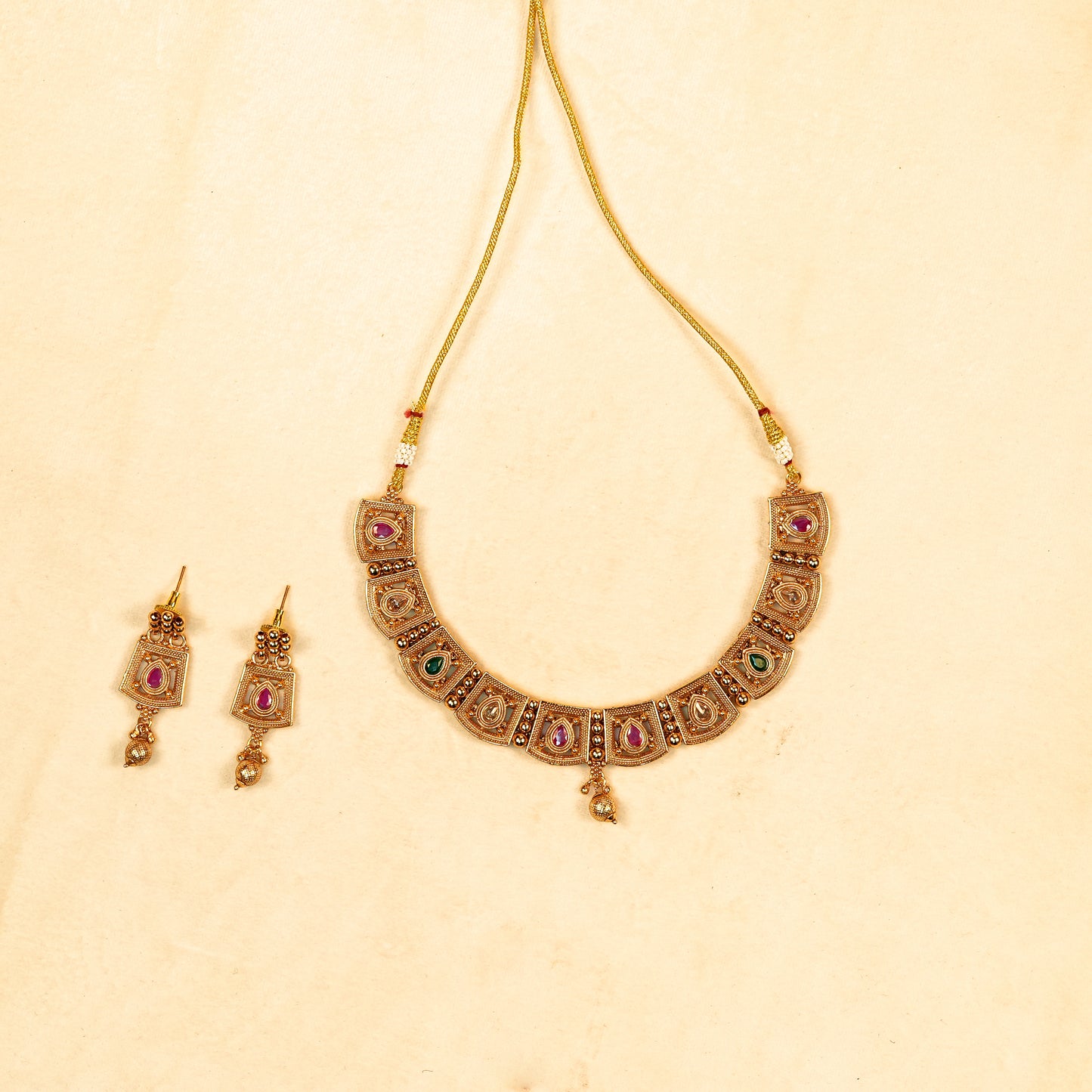 Aanura Gold Plated Heritage Panel Necklace Set