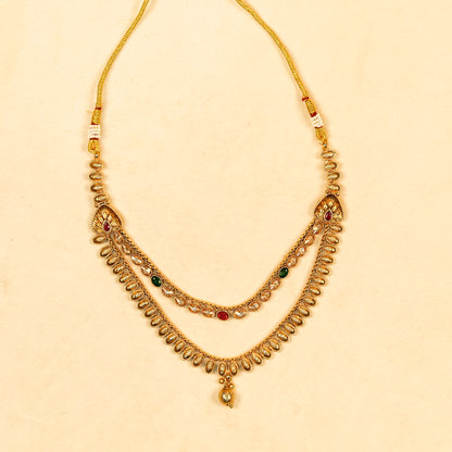 Aanura Gold Plated Dual-Layer Necklace Set