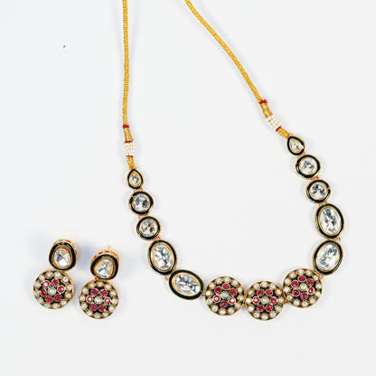 Aanura Gold Traditional Necklace & Earring Set