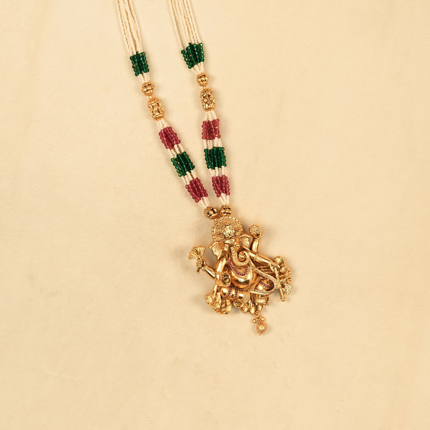 Aanura Gold Plated Sacred Motif Long Necklace Set