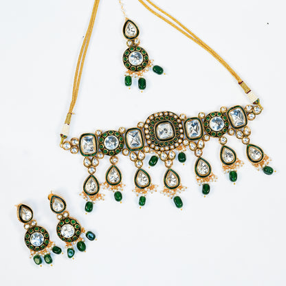 Aanura Gold Plated Traditional Necklace & Earring Set