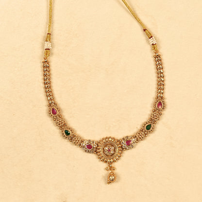 Aanura Gold Plated Sunburst Necklace Set