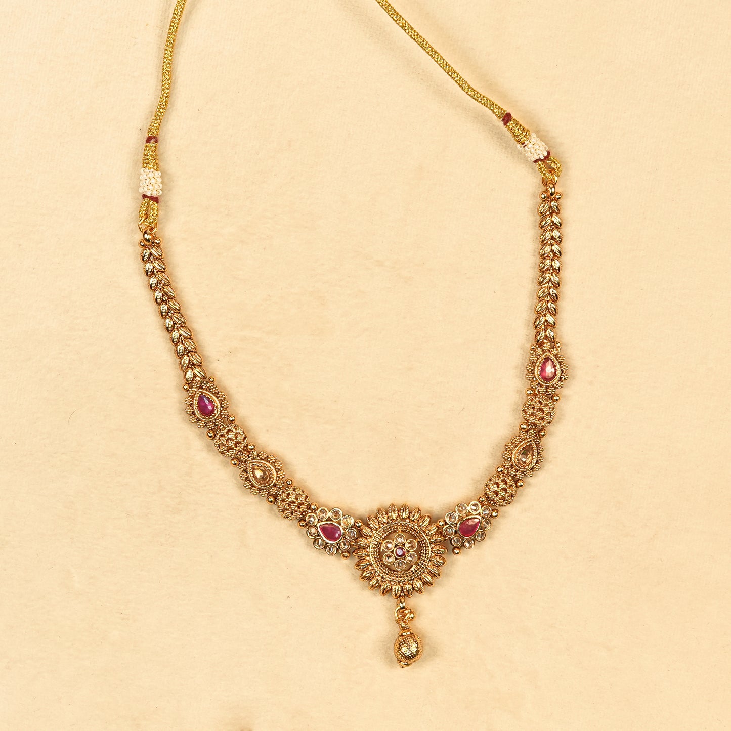 Aanura Gold Plated Sunburst Necklace Set