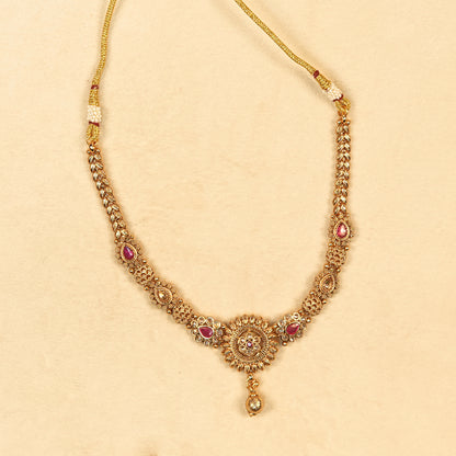 Aanura Gold Plated Sunburst Necklace Set