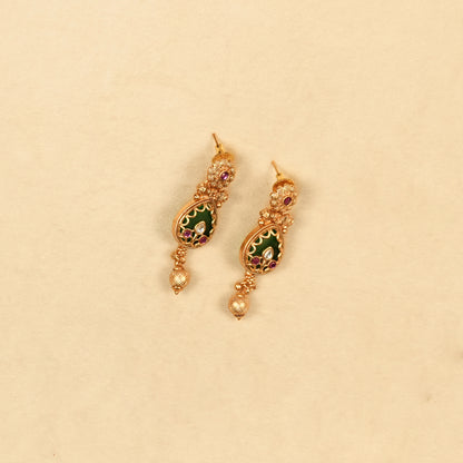 Aanura Gold Plated Emerald Aura Necklace Set