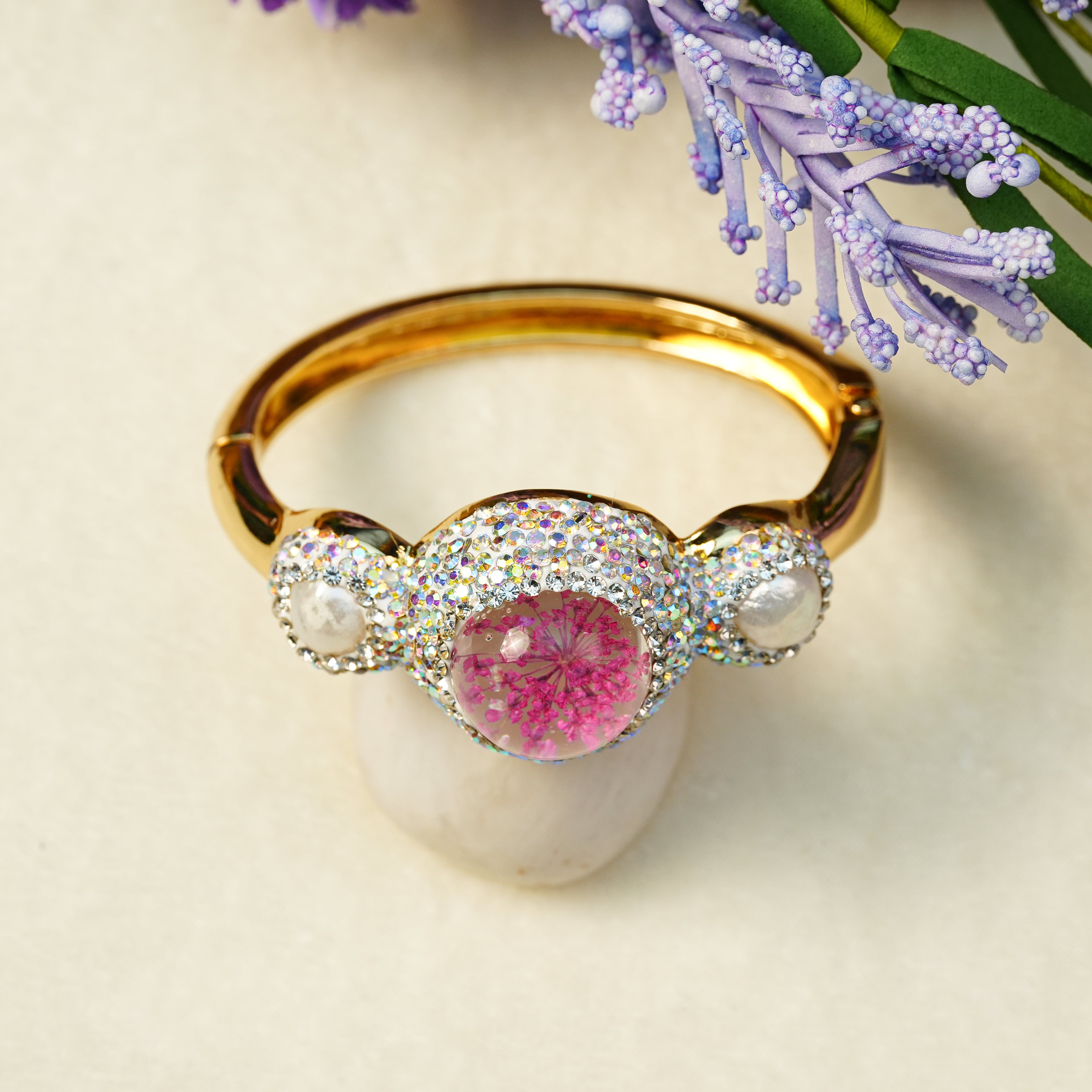 Aanura Gold Stainless Steel Statement Bangle Bracelet