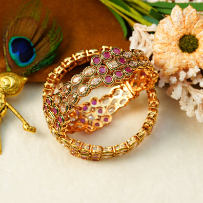 Aanura Gold Plated Regal Stone Bangle Bracelet