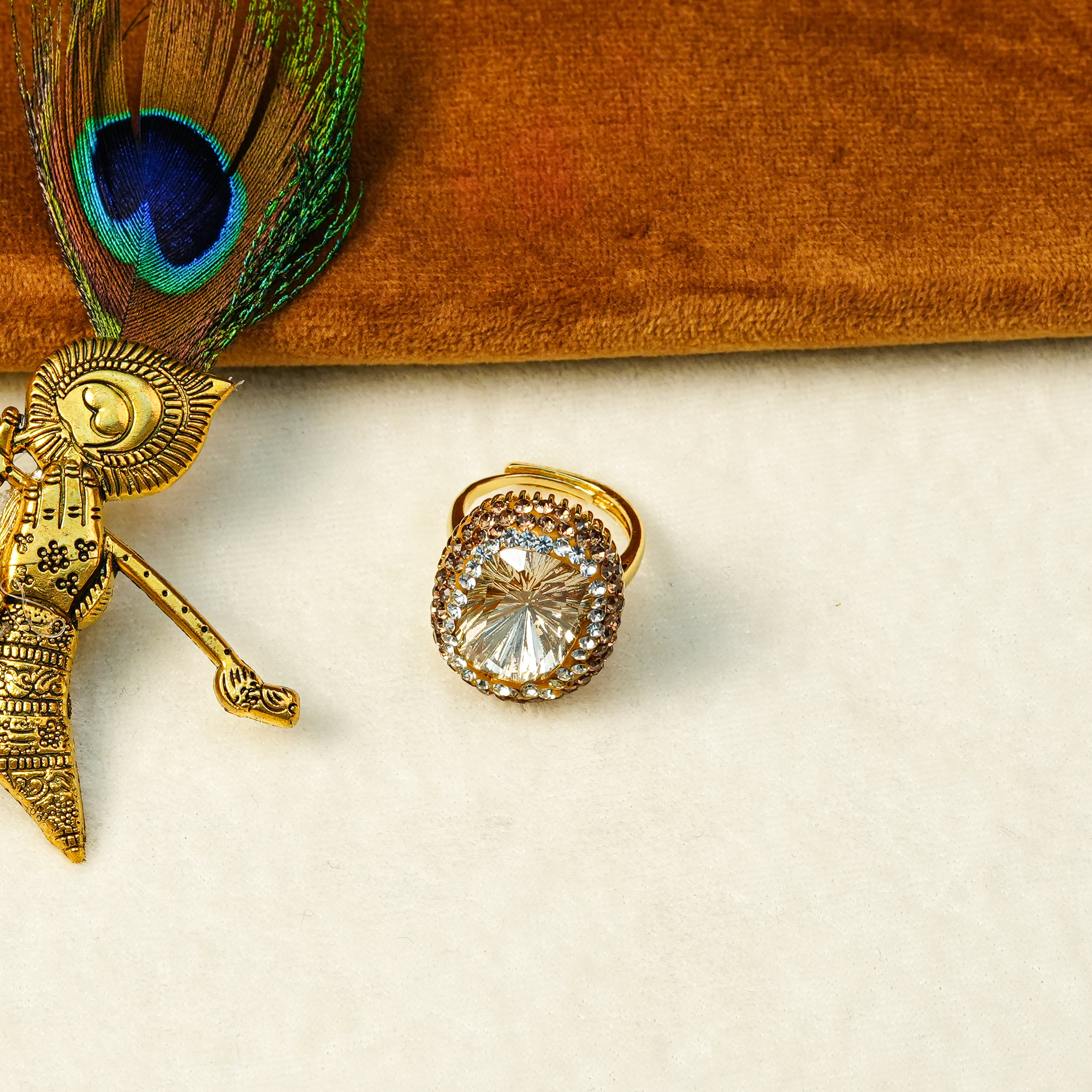 18K Gold Plated Crystal Statement Anti-Tarnish Waterproof Ring
