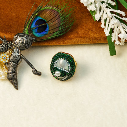 Aanura Gold Stainless Steel Pearl Statement Ring