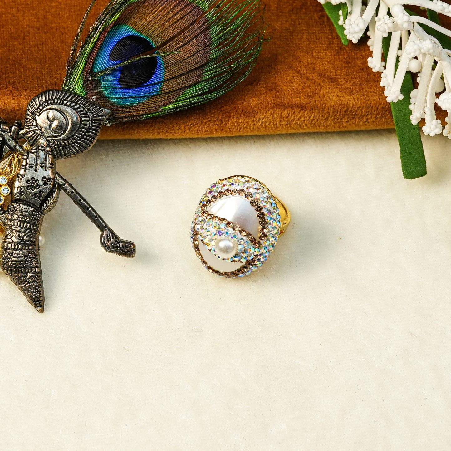 Aanura Gold Stainless Steel Pearl Statement Ring