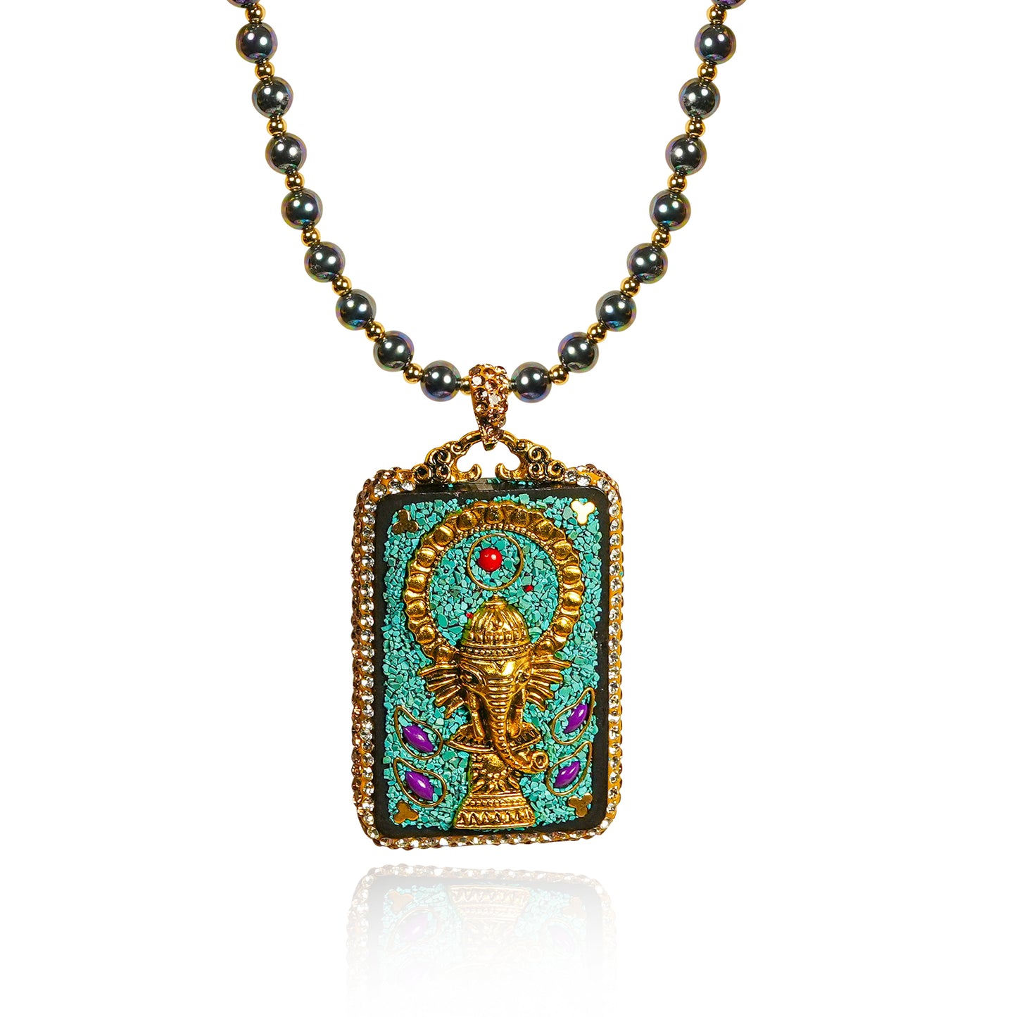 Aanura Gold Stainless Steel Beaded Pendant Necklace