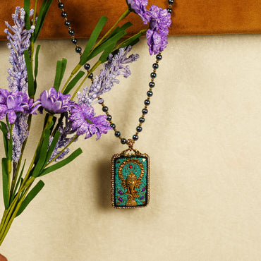 Aanura Gold Stainless Steel Beaded Pendant Necklace