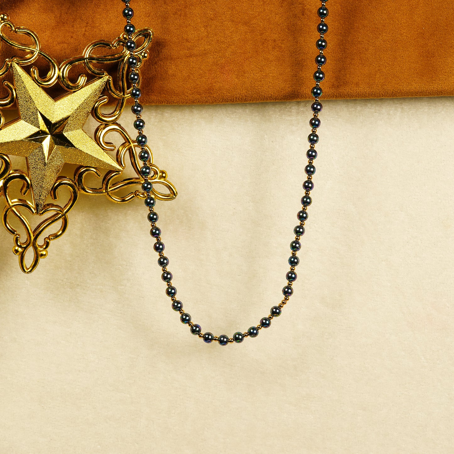 Aanura Gold Stainless Steel Beaded Necklace