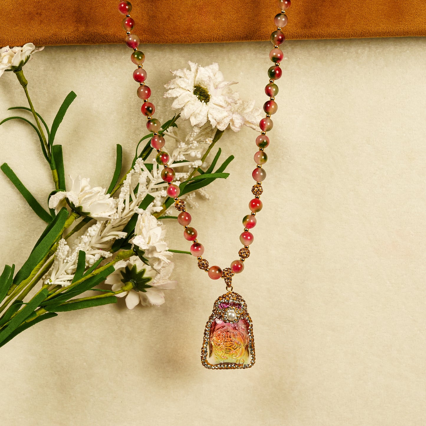 Aanura Gold Beaded Pendant Necklace