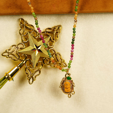 Aanura Beaded Pendant Necklace With Stainless Steal