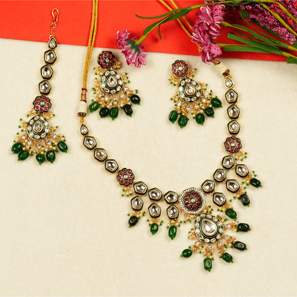 Aanura Gold Plated Traditional Necklace Set