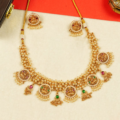Aanura Traditional Necklace Set in Gold-Plated Finish