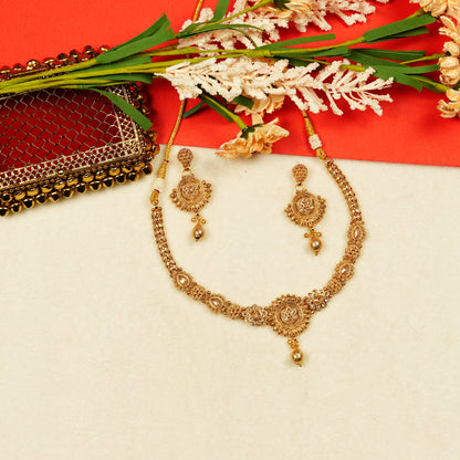 Aanura Gold Plated Sunburst Necklace Set