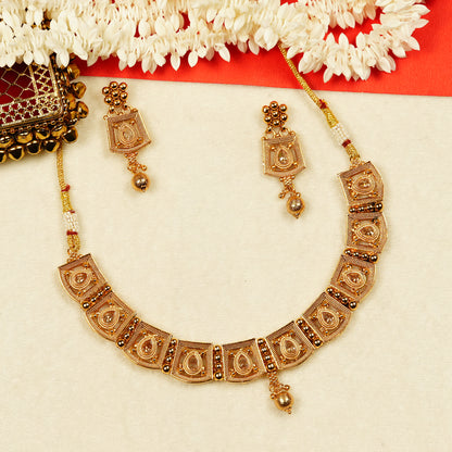 Aanura Gold Plated Heritage Panel Necklace Set