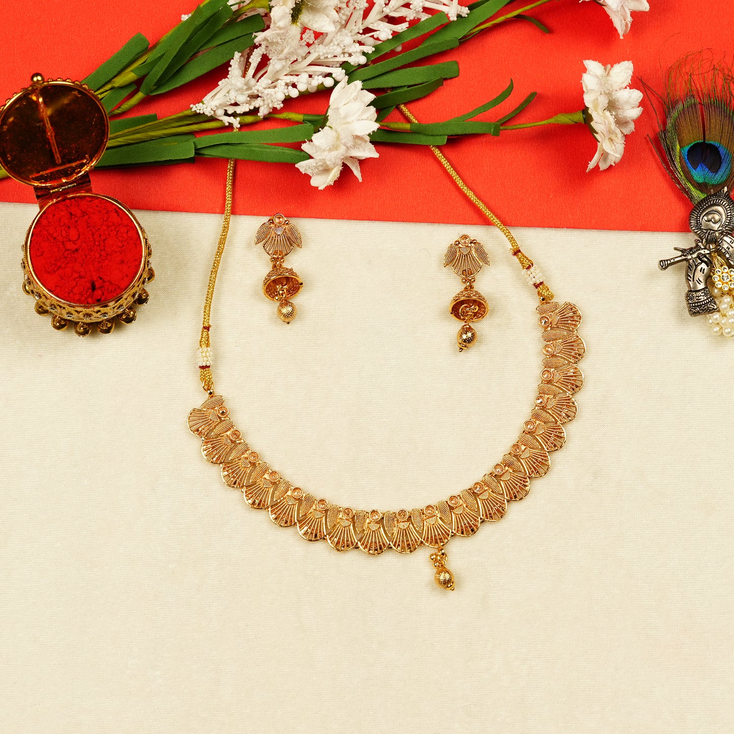 Aanura Gold Plated Scallop Necklace Set