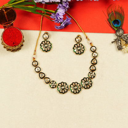 Aanura Gold Plated Floral Necklace Set